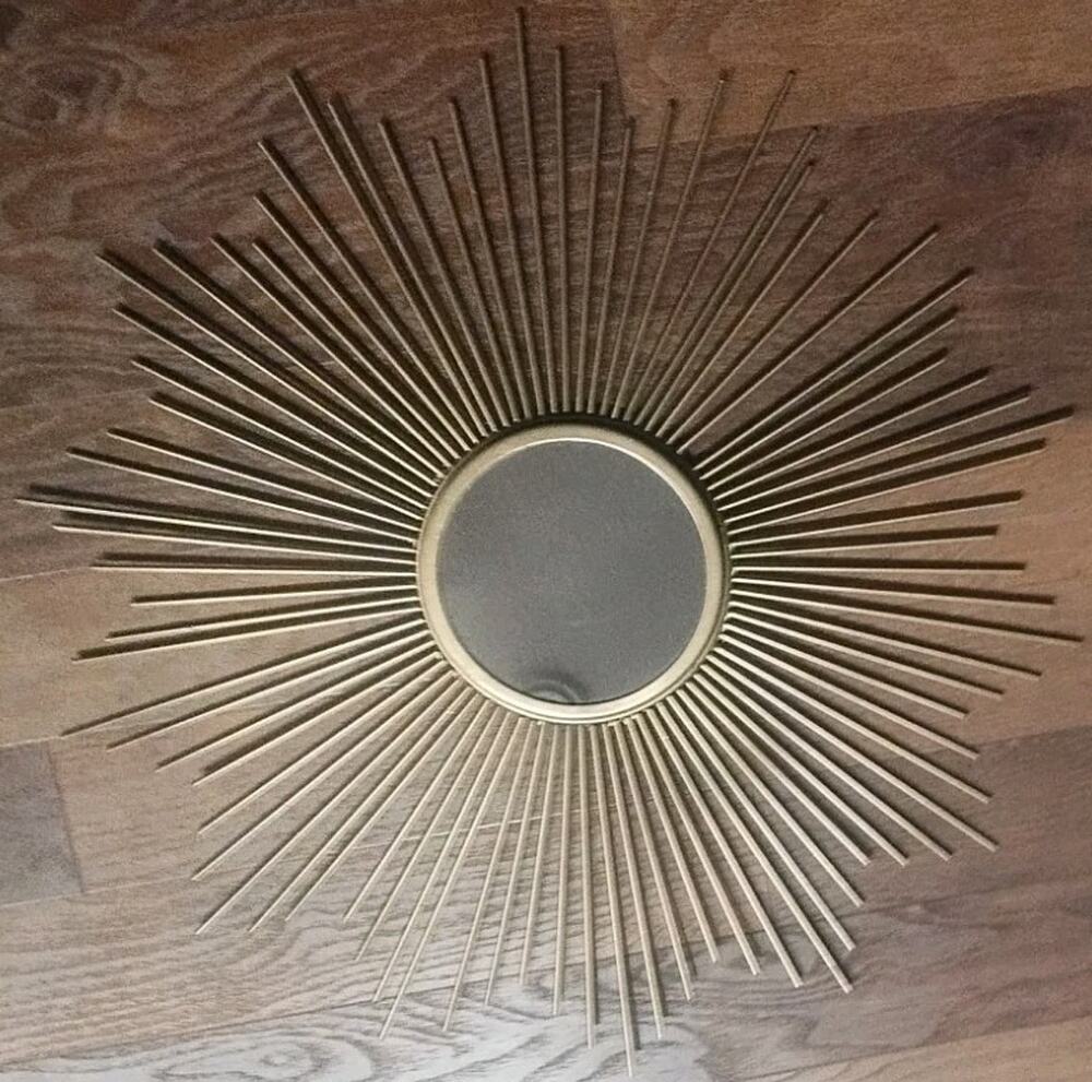 Vintage Gold Sunburst Wall Mirror Hollywood Regency Style Starburst Quality